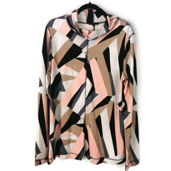 COS Tops - COS Geometric Print Long Sleeve Turtleneck Roll Neck Top Pink Grey Size Large
